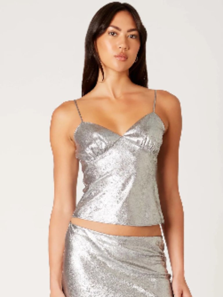Nia Chrome Metallic Moss Cami